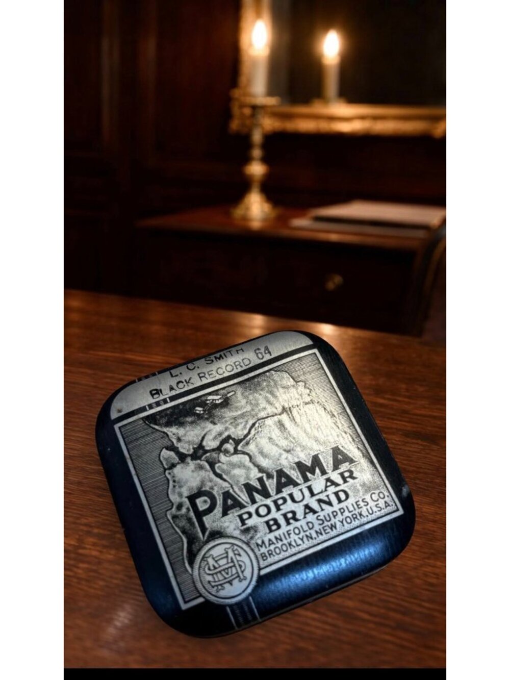 Typewriter Ribbon Tin Panama Popular Brand Black Record 64 Ribbon and Tin Case B